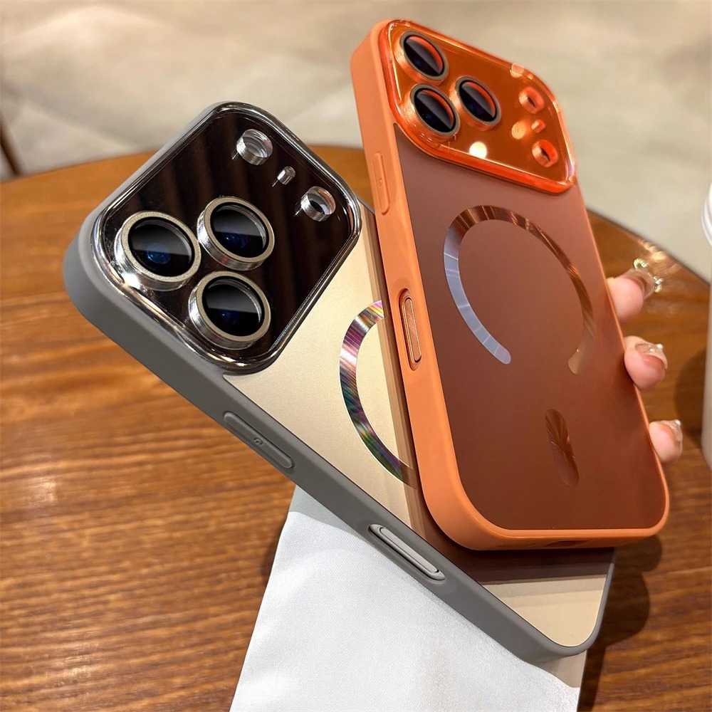 Premium iPhone Case MagSafe Compatible Matte Glass Shockproof Protective Cover Camera Lens Protection Anti Fingerprint Slim Magnetic Full Coverage