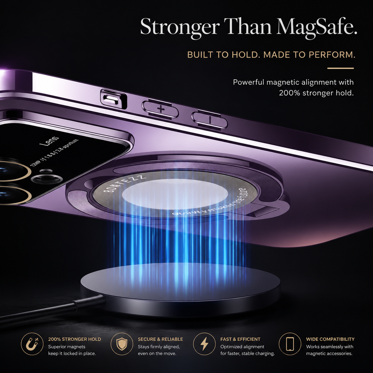 Premium iPhone Case MagSafe Compatible Matte Ring Stand Shockproof Protective Cover Hard PC Camera Lens Protection Ultra Thin Slim Magnetic Design