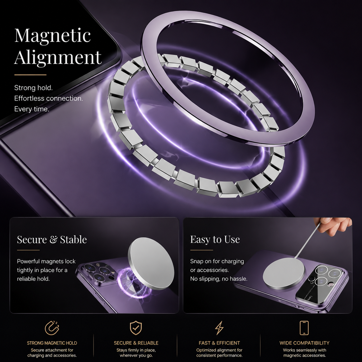 Premium iPhone Case MagSafe Compatible Matte Ring Stand Shockproof Protective Cover Hard PC Camera Lens Protection Ultra Thin Slim Magnetic Design