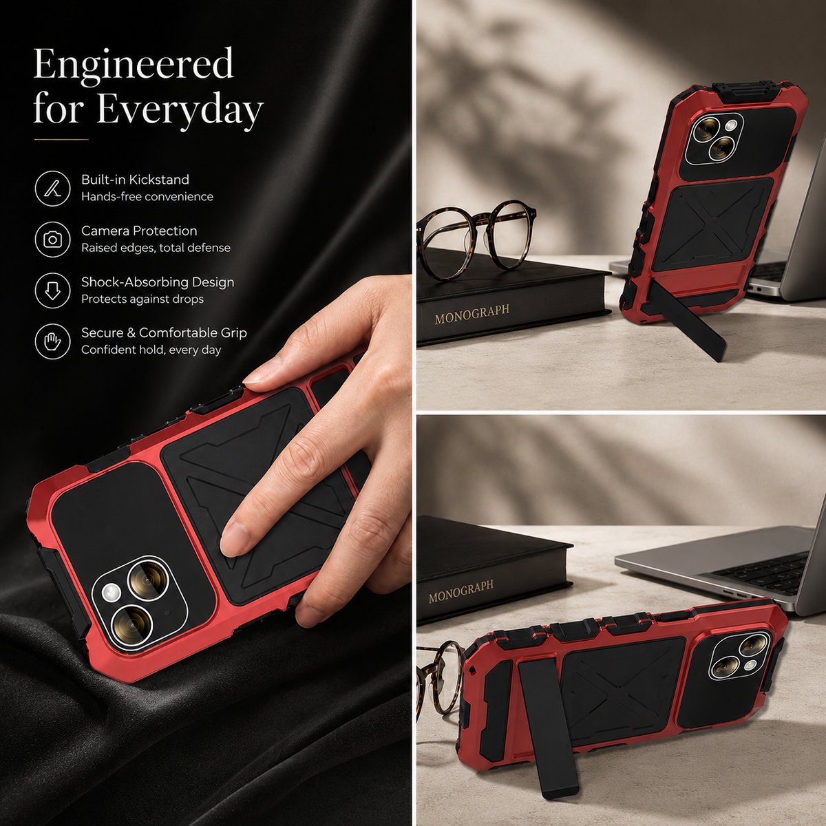 Premium iPhone Case MagSafe Compatible Metal Bumper Cover Shockproof Rugged Protection Camera Lens Guard Heavy Duty Slim Magnetic Anti Scratch Design