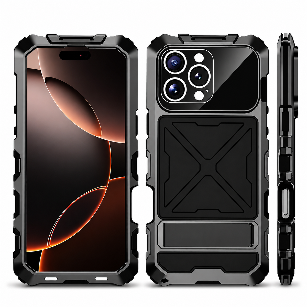 Premium iPhone Case MagSafe Compatible Metal Bumper Cover Shockproof Rugged Protection Camera Lens Guard Heavy Duty Slim Magnetic Anti Scratch Design