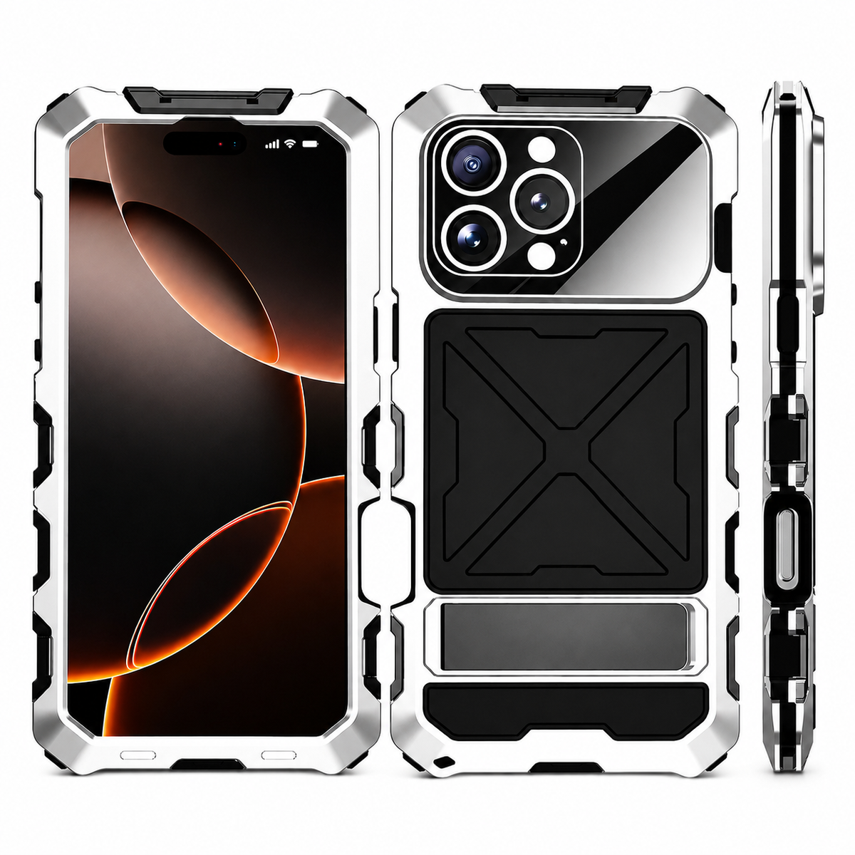 Premium iPhone Case MagSafe Compatible Metal Bumper Cover Shockproof Rugged Protection Camera Lens Guard Heavy Duty Slim Magnetic Anti Scratch Design