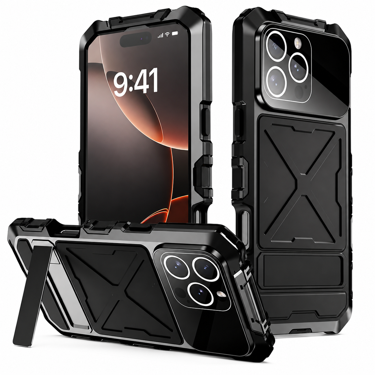 Premium iPhone Case MagSafe Compatible Metal Bumper Cover Shockproof Rugged Protection Camera Lens Guard Heavy Duty Slim Magnetic Anti Scratch Design