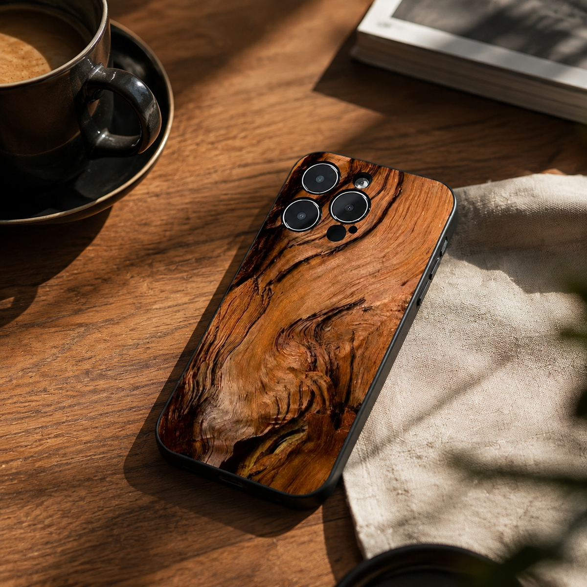 Premium iPhone Case MagSafe Compatible Natural Wood Cover Shockproof TPU Bumper Ultra Thin Protection Camera Lens Guard Slim Lightweight Design