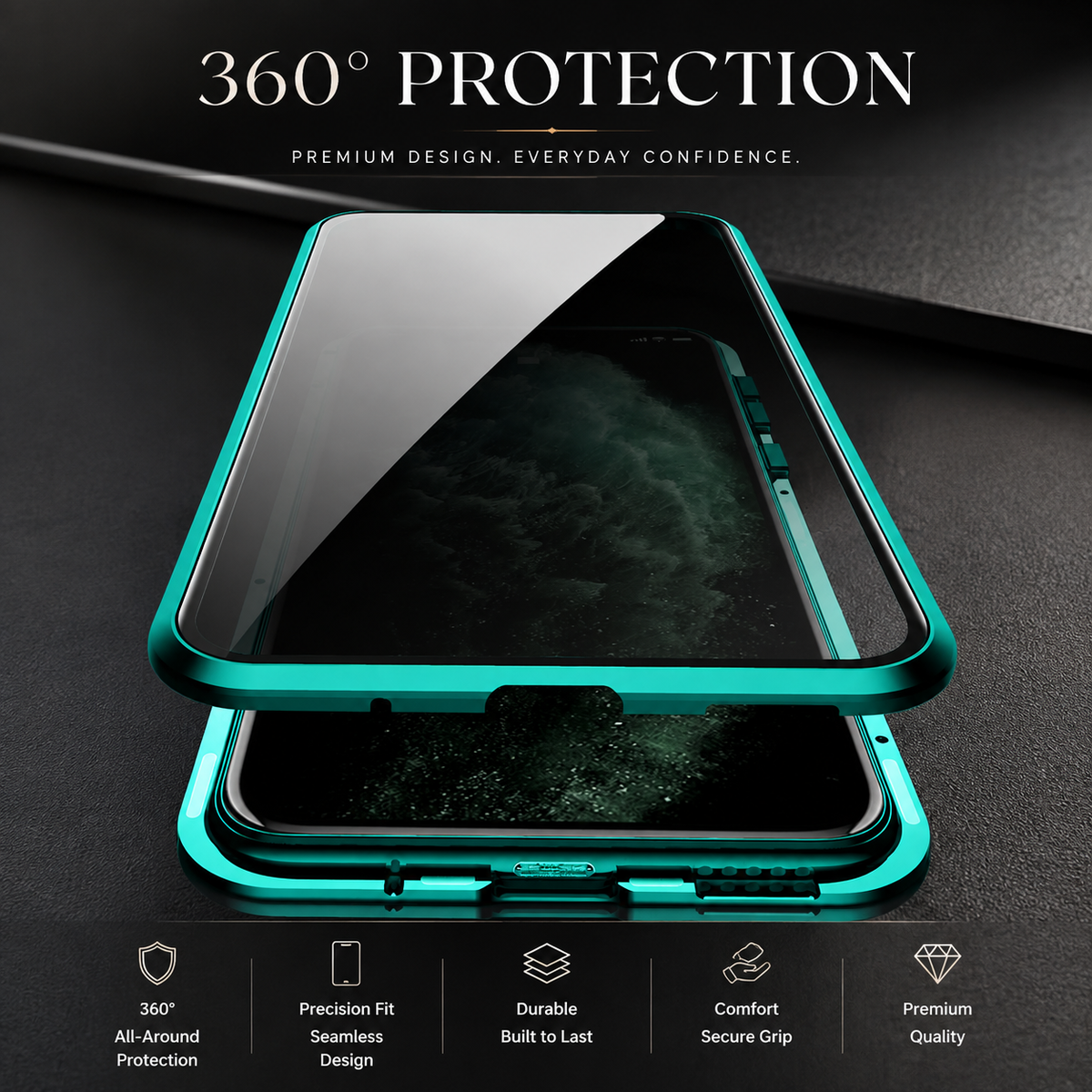 Premium iPhone Case MagSafe Compatible Privacy Screen Tempered Glass Shockproof Protective Cover Full Body Camera Lens Protection Slim Design