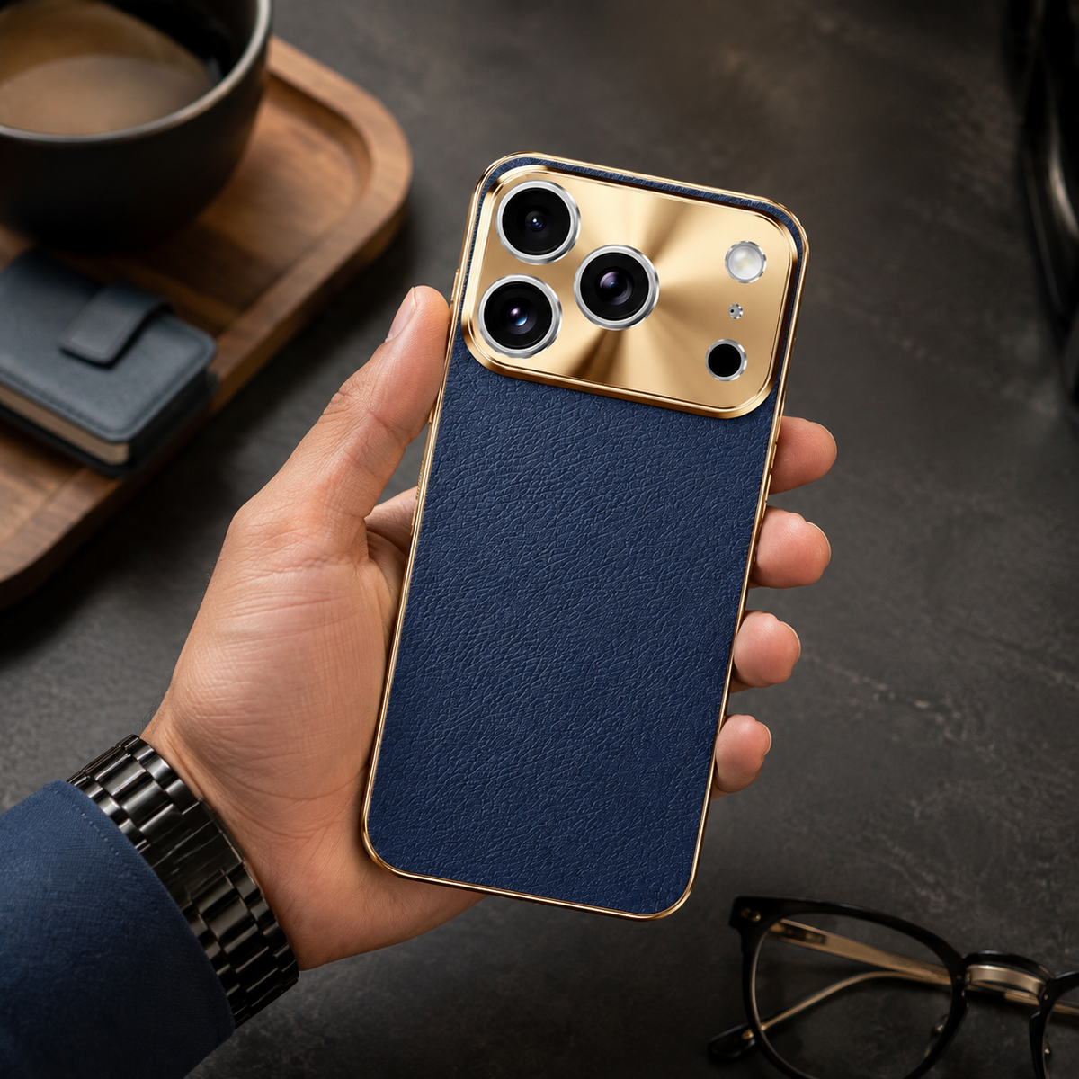 Premium iPhone Case MagSafe Compatible Protective Cover Lychee Texture Leather Back Electroplated Frame Shockproof Camera Lens Protection Full Coverage Slim Design