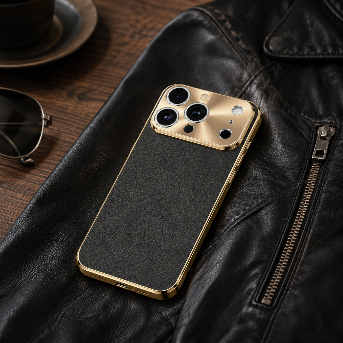 Premium iPhone Case MagSafe Compatible Protective Cover Lychee Texture Leather Back Electroplated Frame Shockproof Camera Lens Protection Full Coverage Slim Design