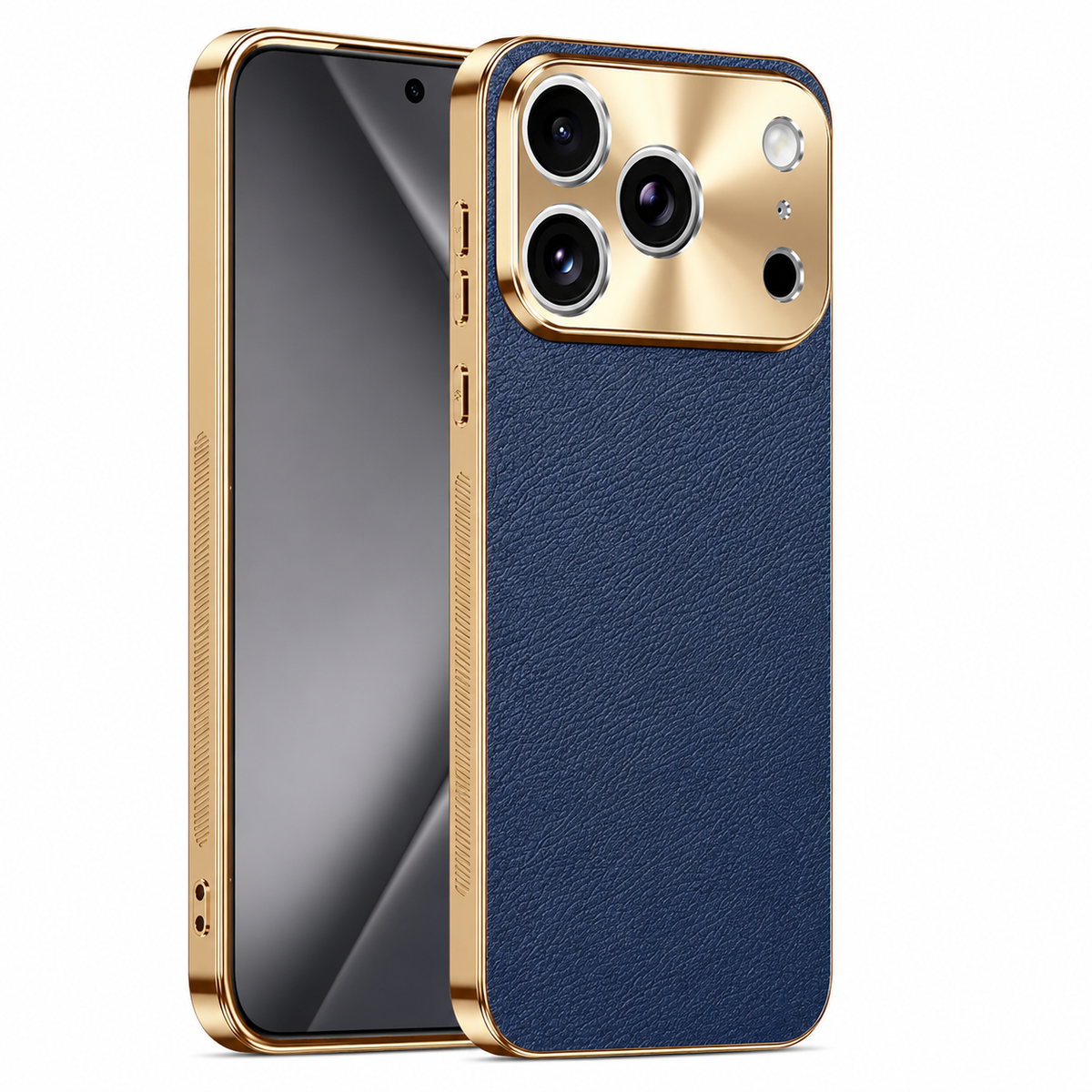 Premium iPhone Case MagSafe Compatible Protective Cover Lychee Texture Leather Back Electroplated Frame Shockproof Camera Lens Protection Full Coverage Slim Design
