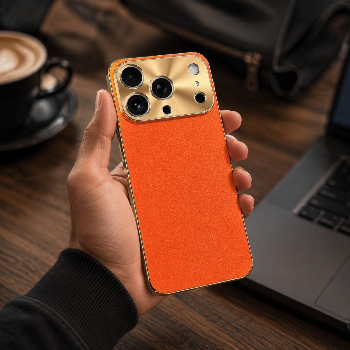 Premium iPhone Case MagSafe Compatible Protective Cover Lychee Texture Leather Back Electroplated Frame Shockproof Camera Lens Protection Full Coverage Slim Design