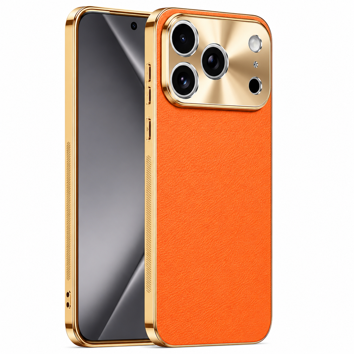 Premium iPhone Case MagSafe Compatible Protective Cover Lychee Texture Leather Back Electroplated Frame Shockproof Camera Lens Protection Full Coverage Slim Design