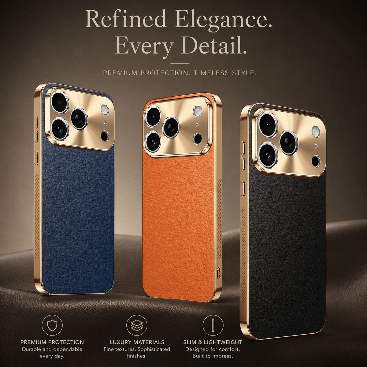 Premium iPhone Case MagSafe Compatible Protective Cover Lychee Texture Leather Back Electroplated Frame Shockproof Camera Lens Protection Full Coverage Slim Design