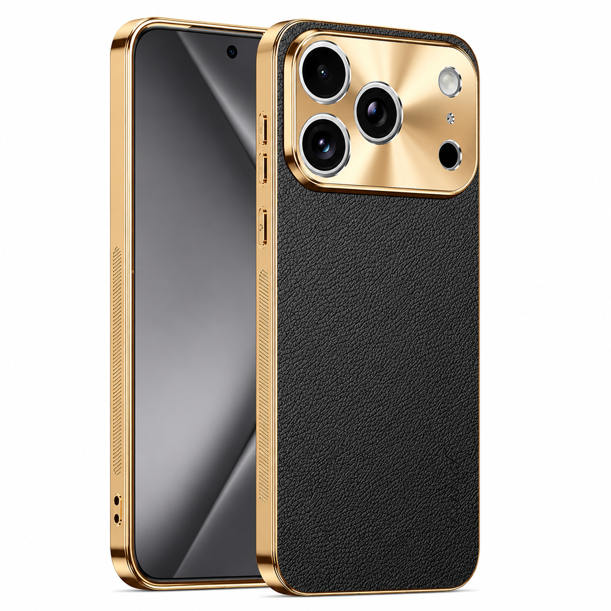Premium iPhone Case MagSafe Compatible Protective Cover Lychee Texture Leather Back Electroplated Frame Shockproof Camera Lens Protection Full Coverage Slim Design