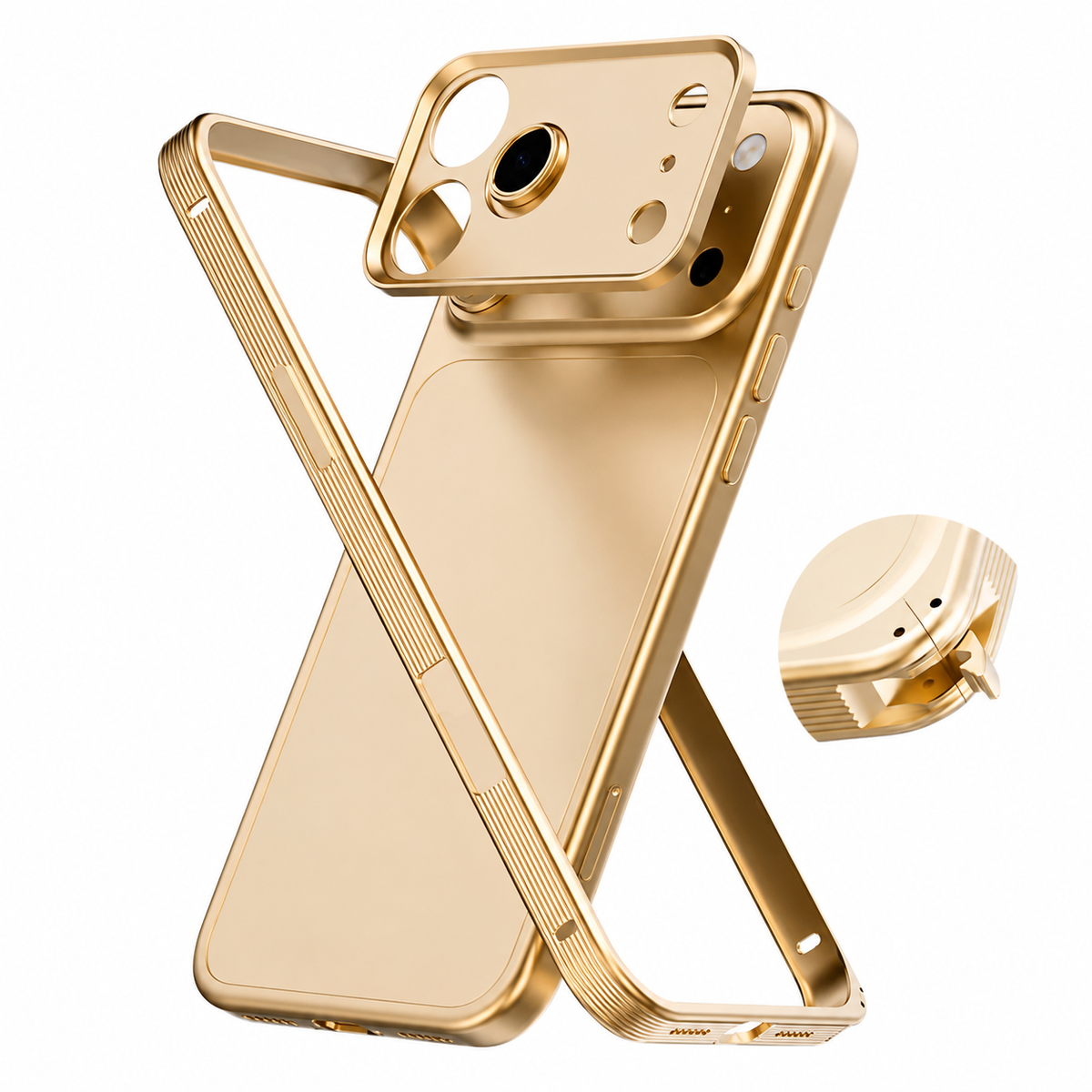 Premium iPhone Case MagSafe Compatible Protective Cover Metal Frame Heat Dissipation Design Anti Slip Grip Shockproof Camera Lens Protection Slim Structure