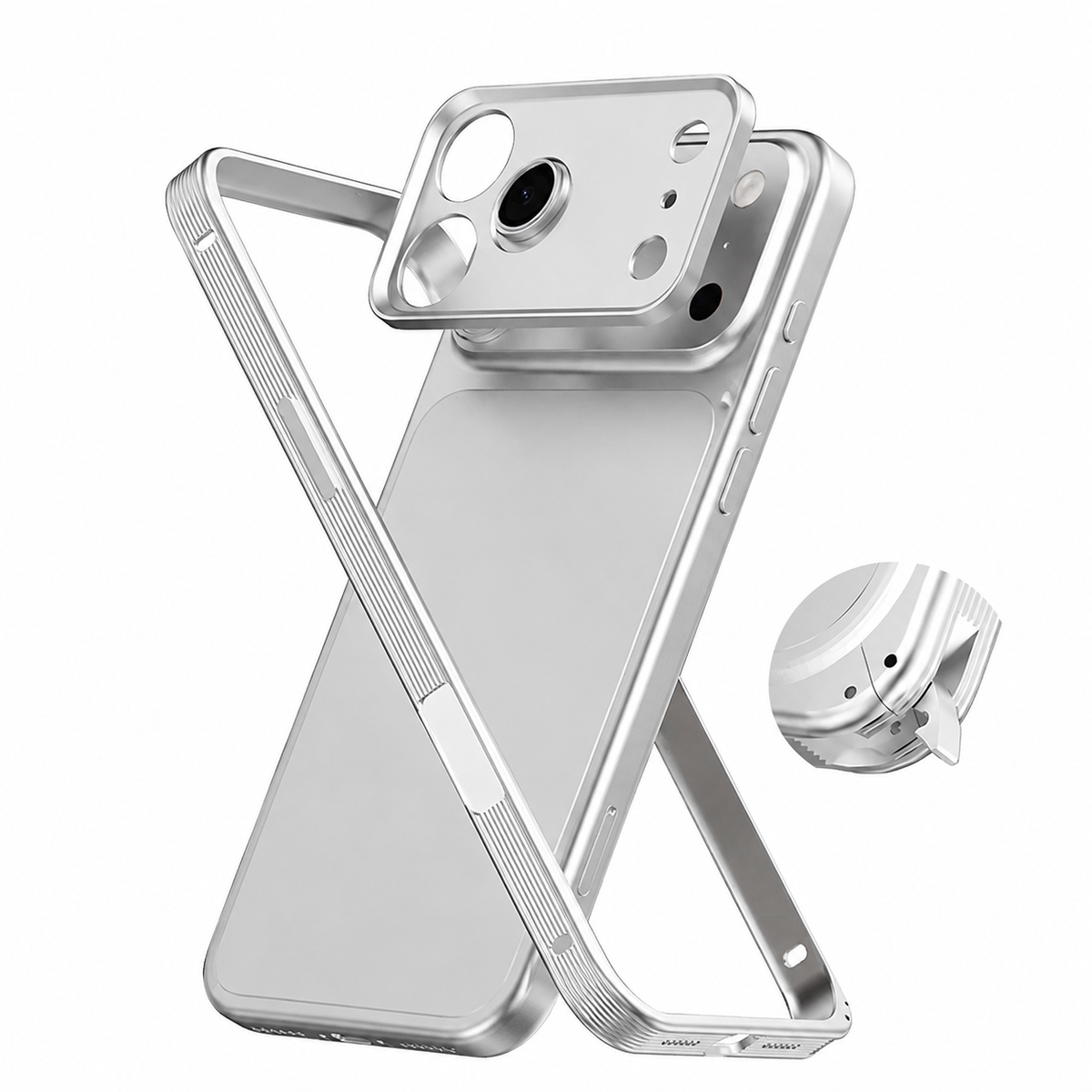Premium iPhone Case MagSafe Compatible Protective Cover Metal Frame Heat Dissipation Design Anti Slip Grip Shockproof Camera Lens Protection Slim Structure