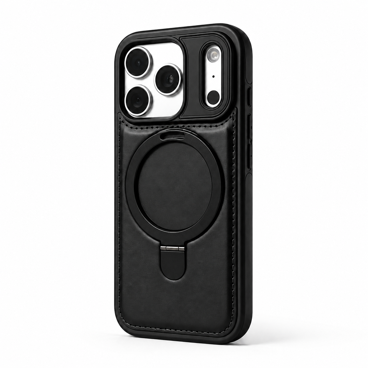 Premium iPhone Case MagSafe Compatible Retro Leather Protective Cover Invisible Kickstand Shockproof Slim Business Full Coverage Camera Lens Guard Design