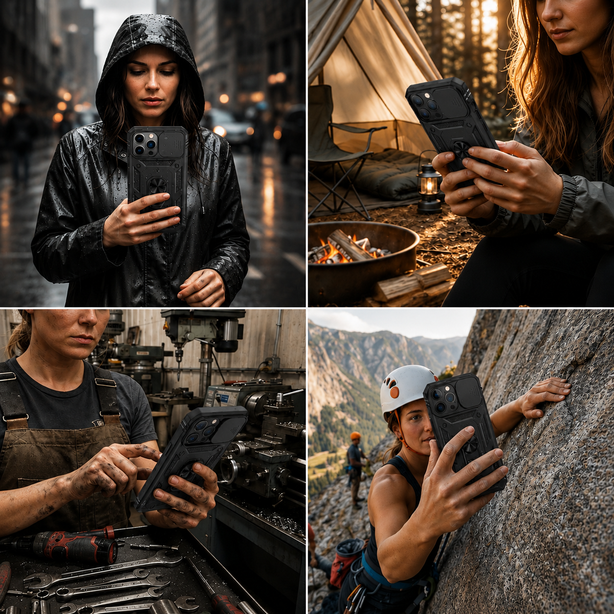 Premium iPhone Case MagSafe Compatible Rugged Armor Card Holder Cover Kickstand Shockproof Protection Camera Lens Guard Slim Magnetic Heavy Duty Design