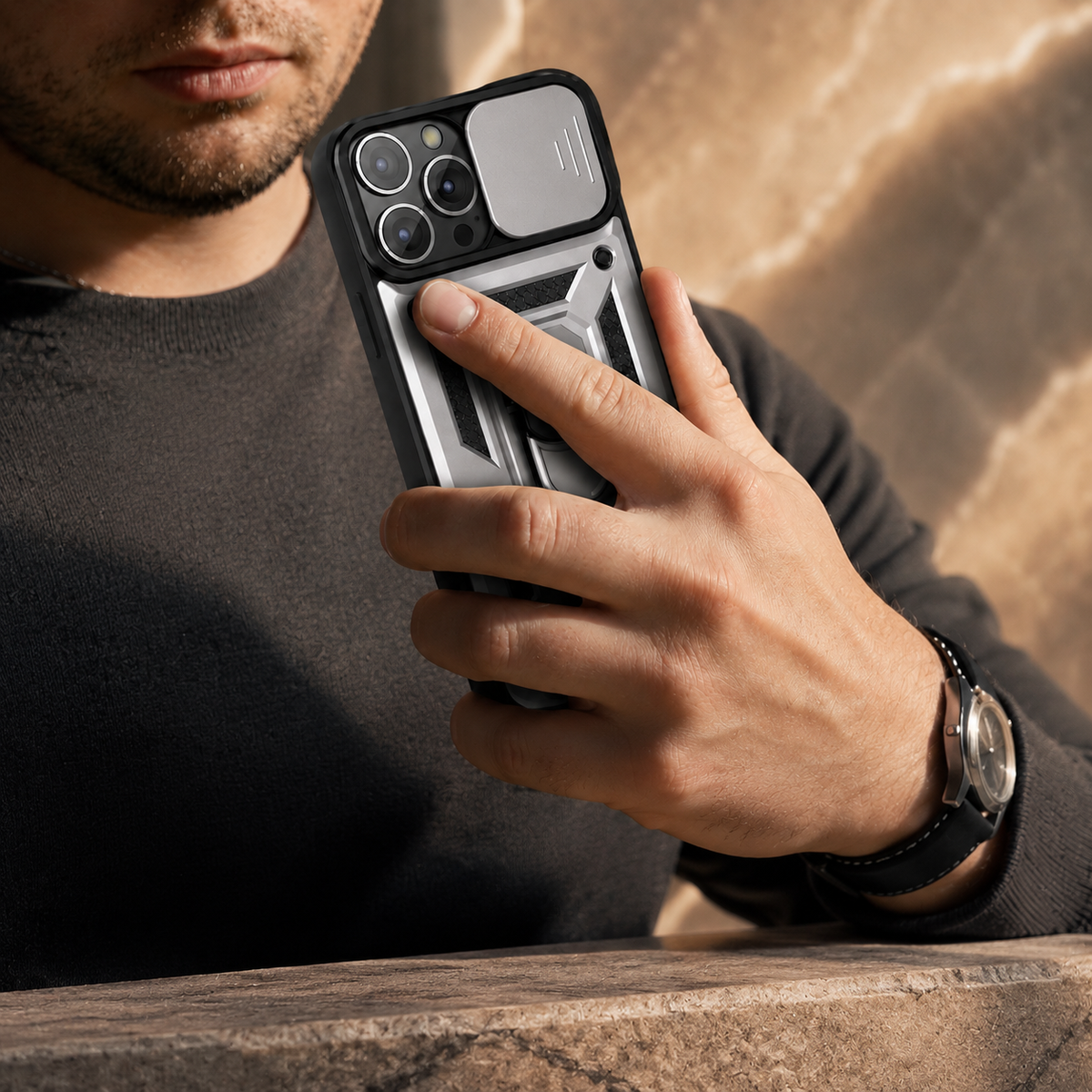 Premium iPhone Case MagSafe Compatible Rugged Armor Card Holder Cover Kickstand Shockproof Protection Camera Lens Guard Slim Magnetic Heavy Duty Design