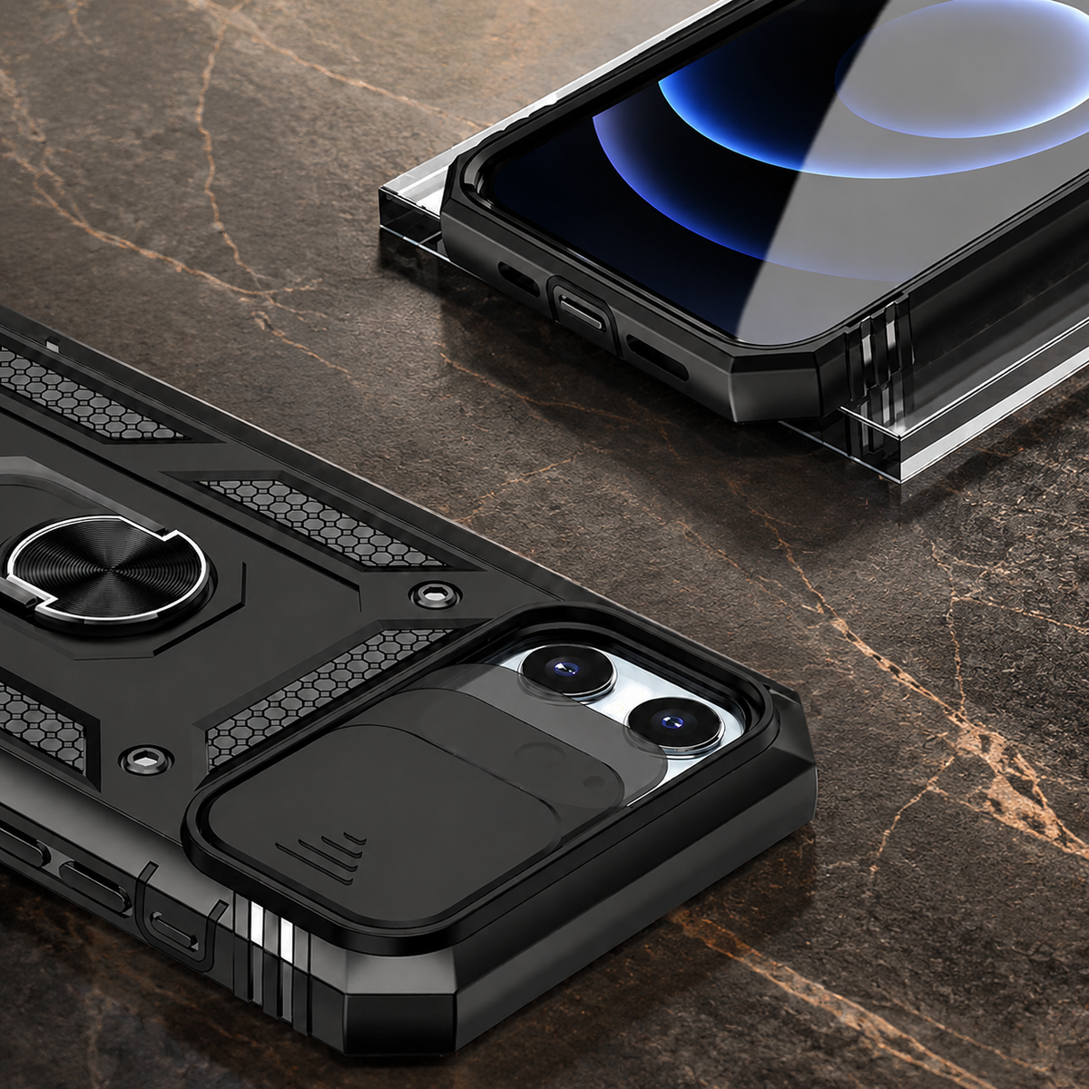 Premium iPhone Case MagSafe Compatible Rugged Armor Card Holder Cover Kickstand Shockproof Protection Camera Lens Guard Slim Magnetic Heavy Duty Design