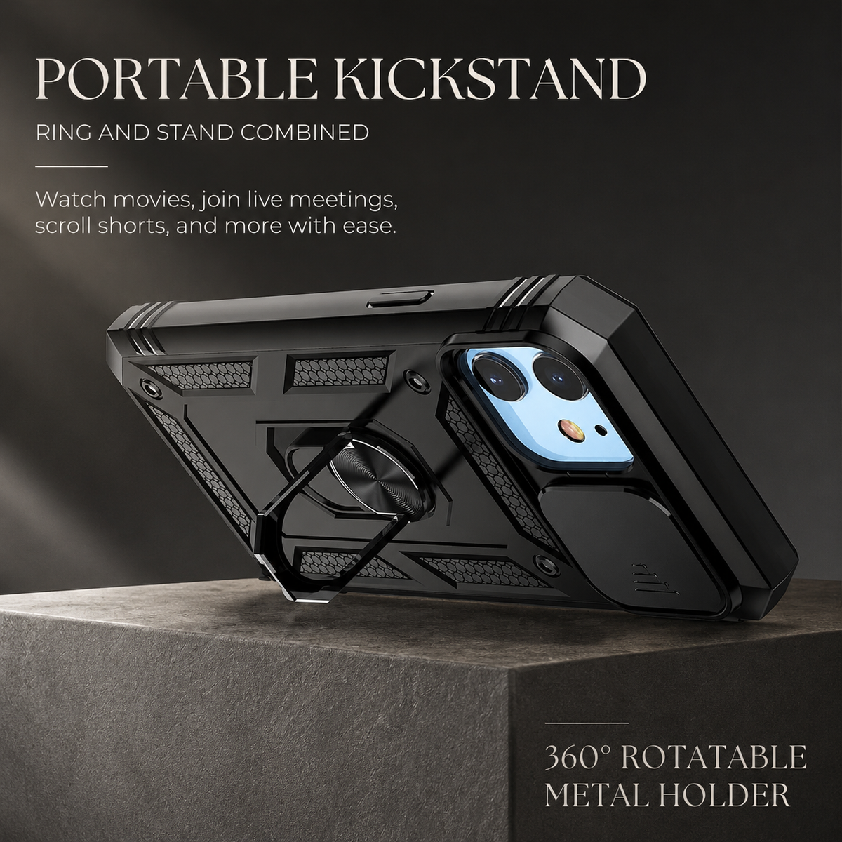 Premium iPhone Case MagSafe Compatible Rugged Armor Shockproof Protective Cover Kickstand Card Holder Camera Lens Protection Heavy Duty Full Coverage