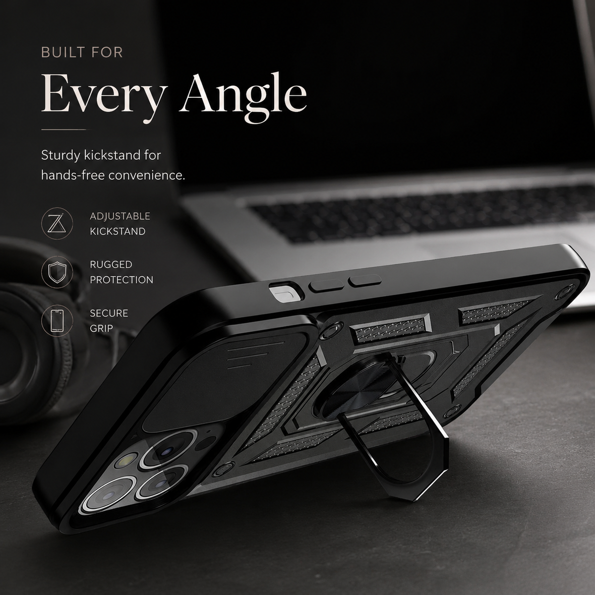 Premium iPhone Case MagSafe Compatible Rugged Armor Shockproof Protective Cover Kickstand Card Holder Camera Lens Protection Heavy Duty Full Coverage