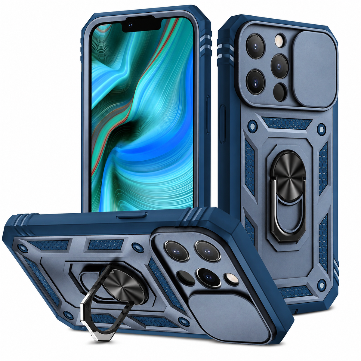 Premium iPhone Case MagSafe Compatible Rugged Armor Shockproof Protective Cover Kickstand Card Holder Camera Lens Protection Heavy Duty Full Coverage