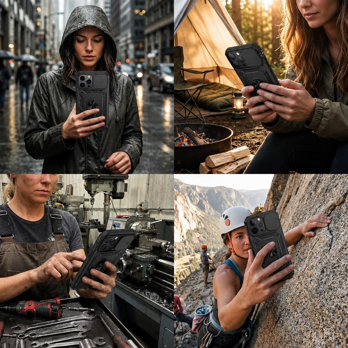 Premium iPhone Case MagSafe Compatible Rugged Armor Shockproof Protective Cover Kickstand Card Holder Camera Lens Protection Heavy Duty Full Coverage