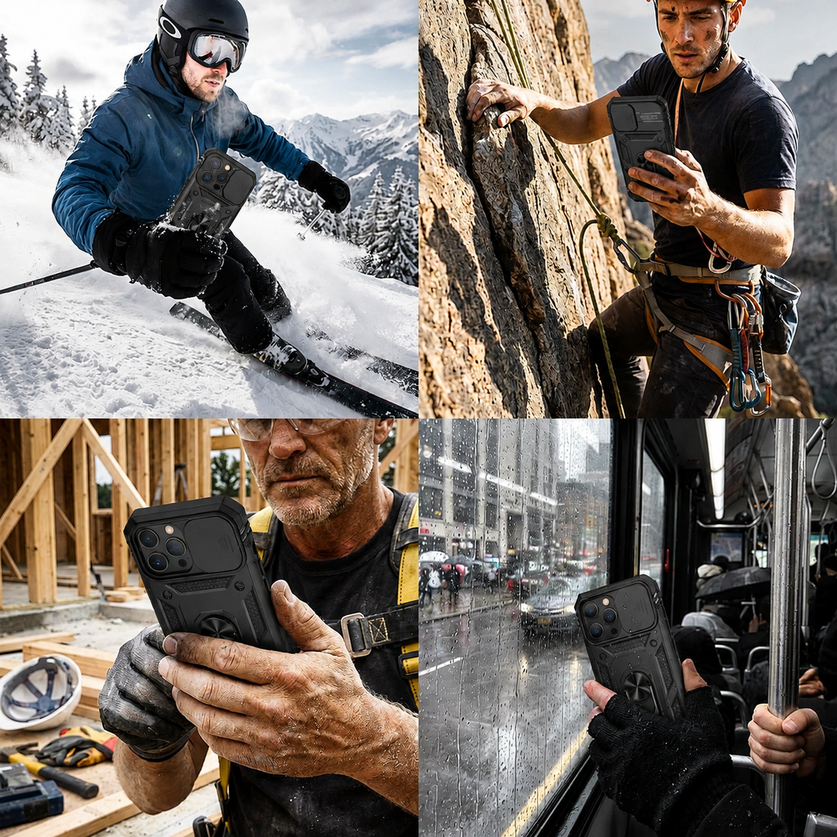 Premium iPhone Case MagSafe Compatible Rugged Armor Shockproof Protective Cover Kickstand Card Holder Camera Lens Protection Heavy Duty Full Coverage