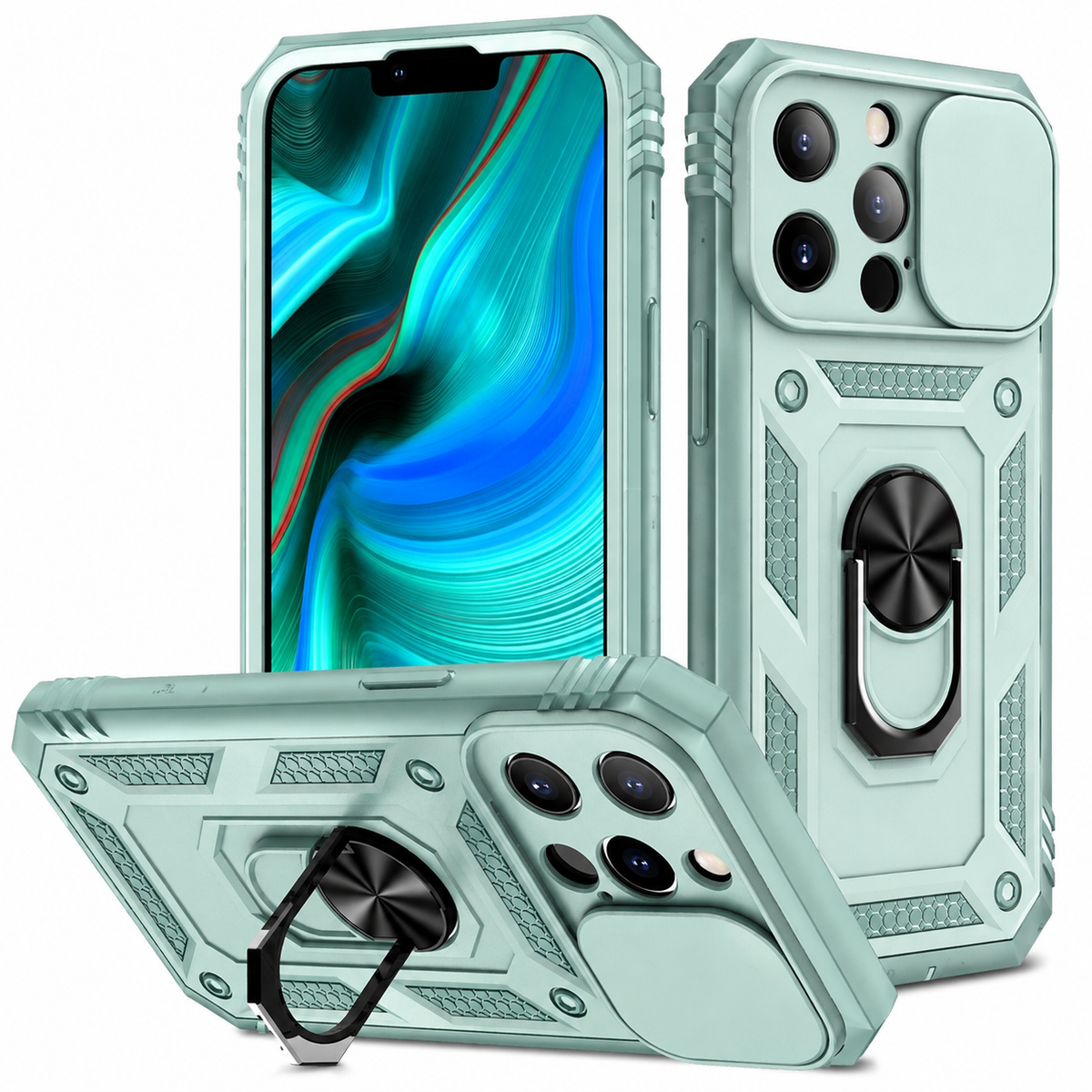 Premium iPhone Case MagSafe Compatible Rugged Armor Shockproof Protective Cover Kickstand Card Holder Camera Lens Protection Heavy Duty Full Coverage