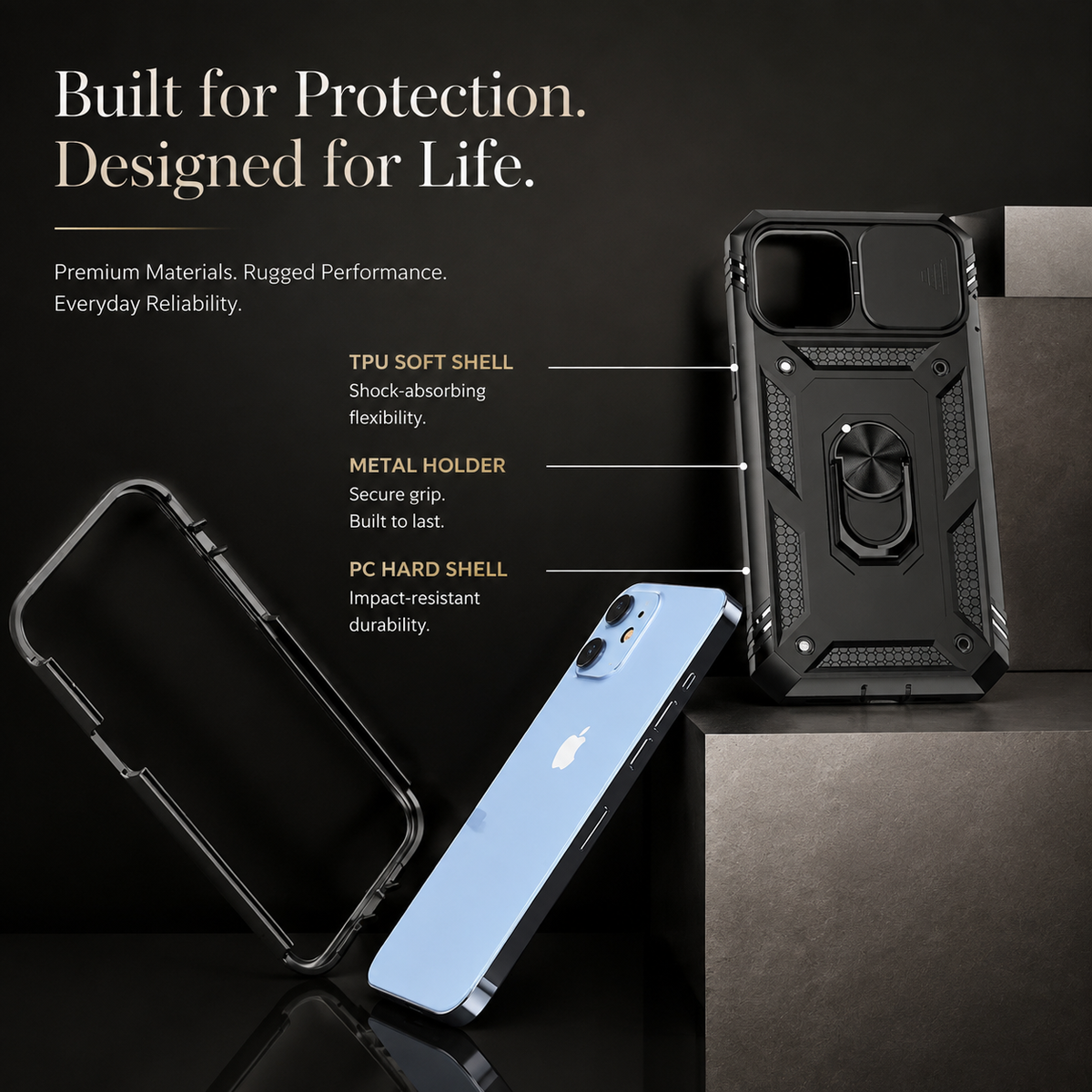 Premium iPhone Case MagSafe Compatible Rugged Armor Shockproof Protective Cover Kickstand Card Holder Camera Lens Protection Heavy Duty Full Coverage