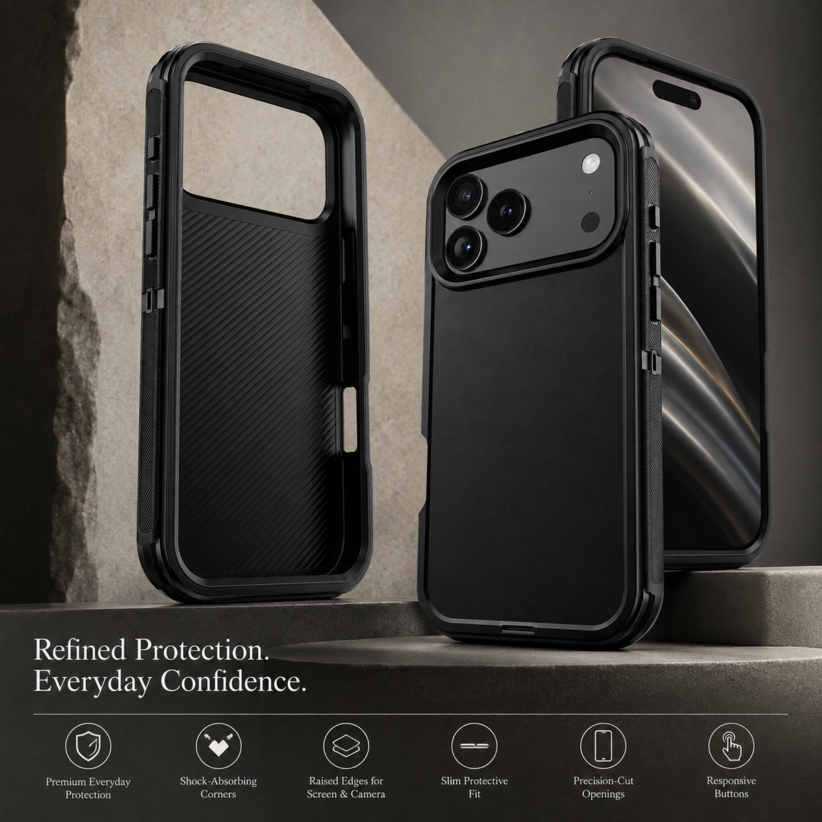 Premium iPhone Case MagSafe Compatible Rugged Holster Cover 3 Layer Shockproof Protection Heavy Duty Armor Belt Clip Camera Lens Guard Durable Design