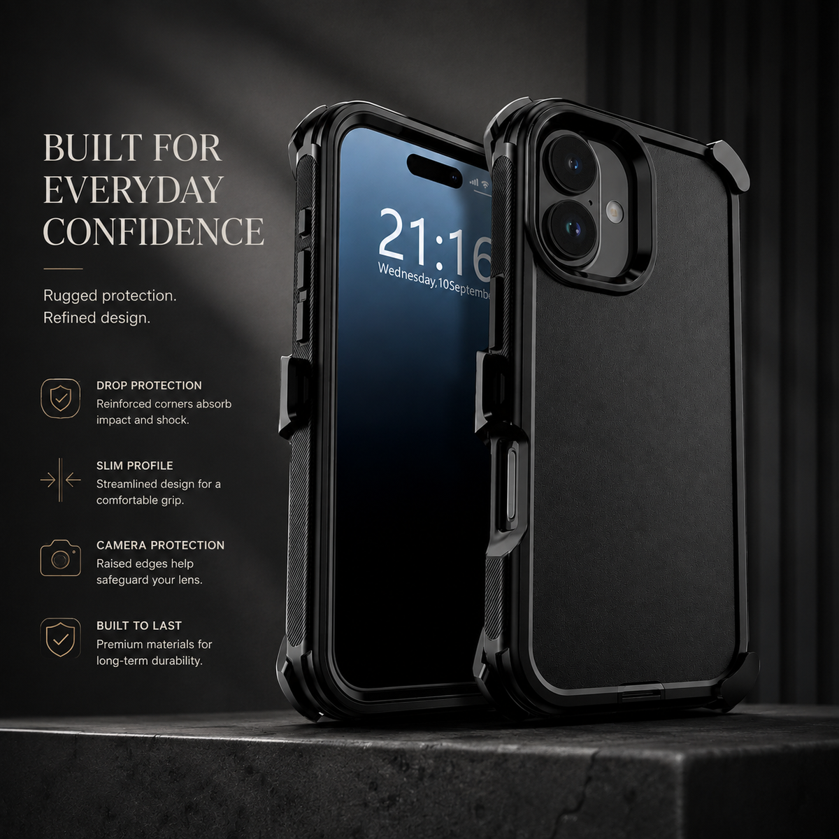 Premium iPhone Case MagSafe Compatible Rugged Holster Cover 3 Layer Shockproof Protection Heavy Duty Armor Belt Clip Camera Lens Guard Durable Design