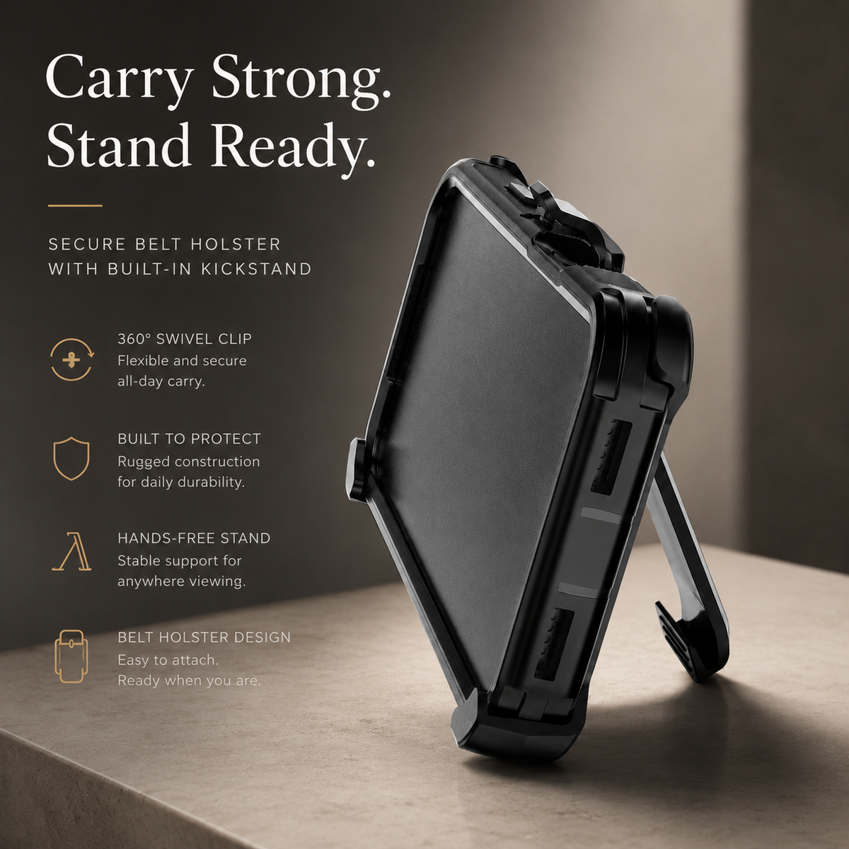 Premium iPhone Case MagSafe Compatible Rugged Holster Cover 3 Layer Shockproof Protection Heavy Duty Armor Belt Clip Camera Lens Guard Durable Design