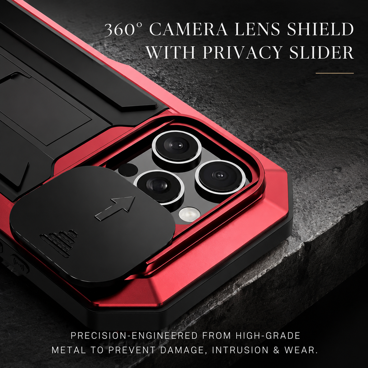 Premium iPhone Case MagSafe Compatible Rugged Metal Armor Shockproof Protective Cover Full Body Slide Camera Cover Tempered Glass Screen Heavy Duty Design