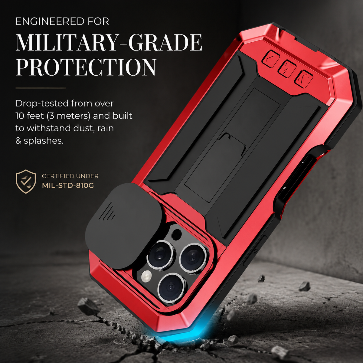 Premium iPhone Case MagSafe Compatible Rugged Metal Armor Shockproof Protective Cover Full Body Slide Camera Cover Tempered Glass Screen Heavy Duty Design