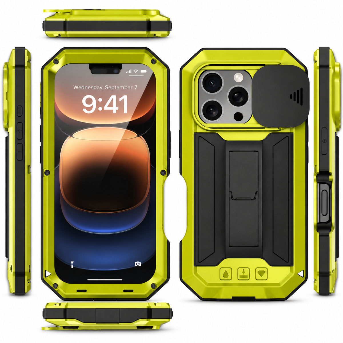 Premium iPhone Case MagSafe Compatible Rugged Metal Armor Shockproof Protective Cover Full Body Slide Camera Cover Tempered Glass Screen Heavy Duty Design