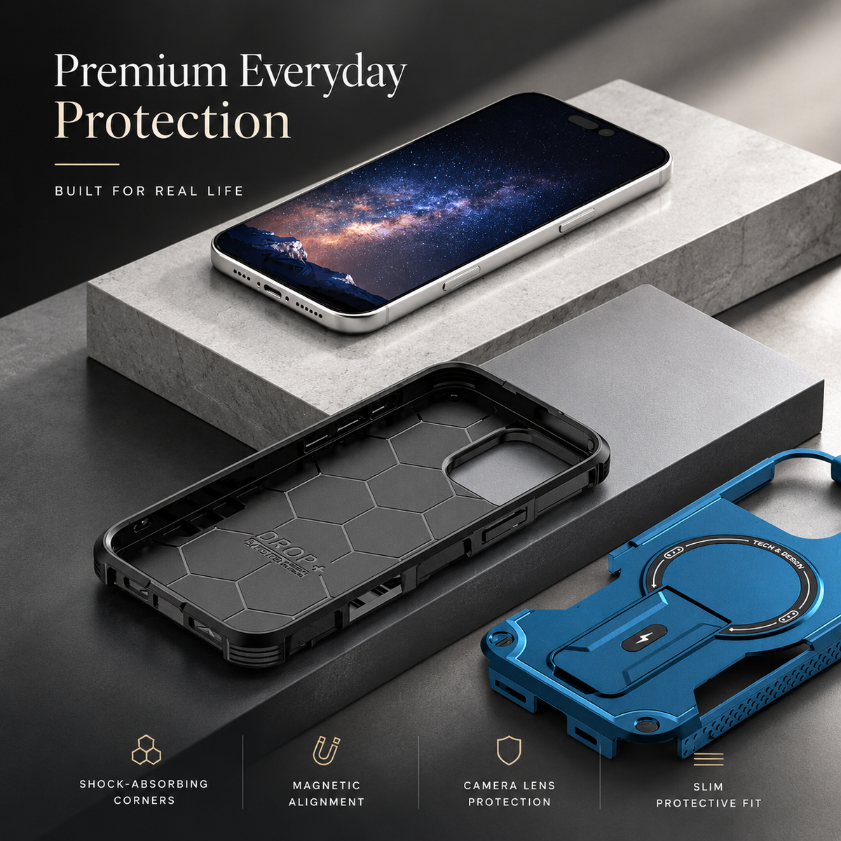 Premium iPhone Case MagSafe Compatible Rugged Shockproof Cover Kickstand Lanyard Dual Layer Protective Case Anti Scratch Full Coverage Secure Grip