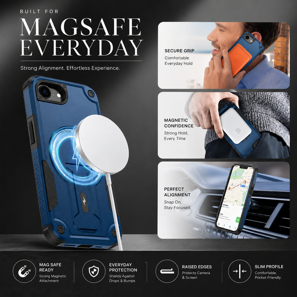 Premium iPhone Case MagSafe Compatible Rugged Shockproof Cover Kickstand Lanyard Dual Layer Protective Case Anti Scratch Full Coverage Secure Grip