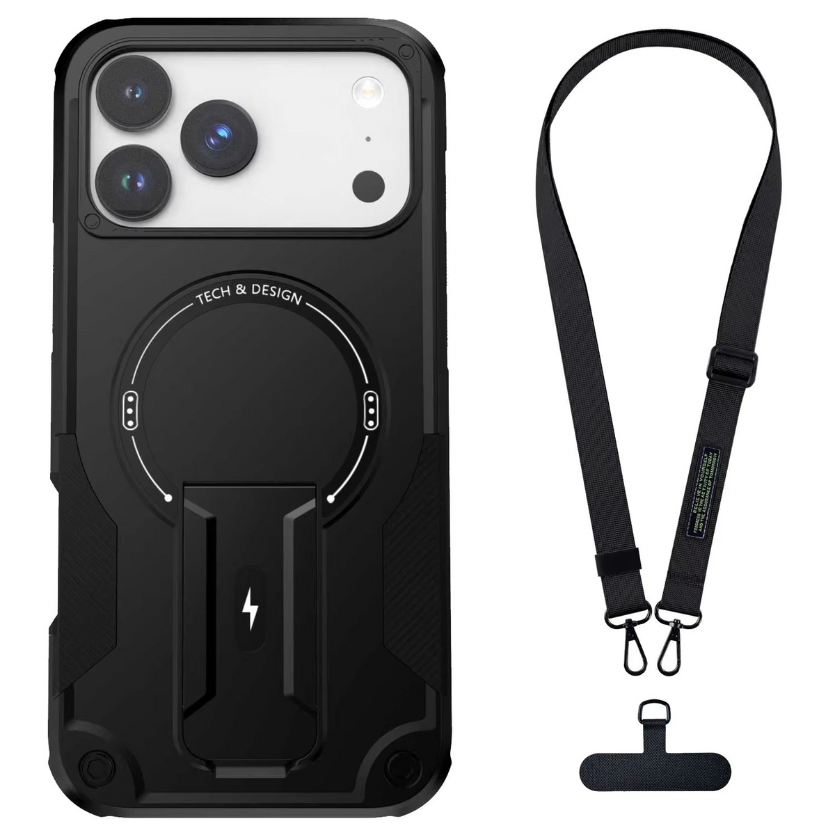 Premium iPhone Case MagSafe Compatible Rugged Shockproof Cover Kickstand Lanyard Dual Layer Protective Case Anti Scratch Full Coverage Secure Grip
