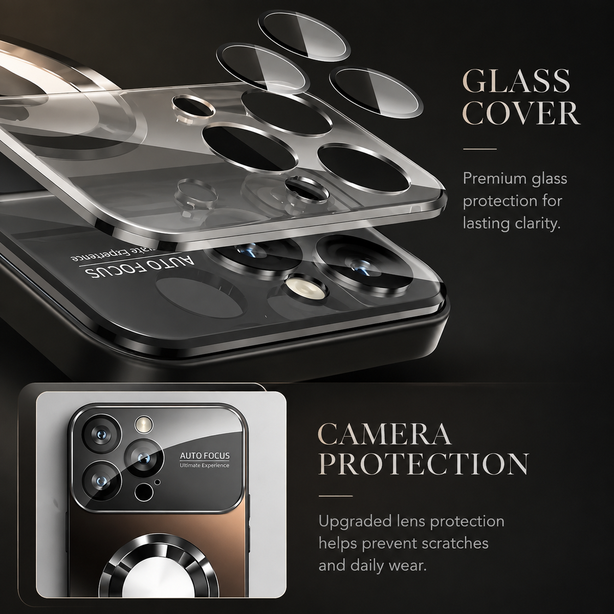Premium iPhone Case MagSafe Compatible Shockproof Protective Cover Glass Back Camera Lens Protection Anti Fingerprint Slim Magnetic Anti Scratch Clear