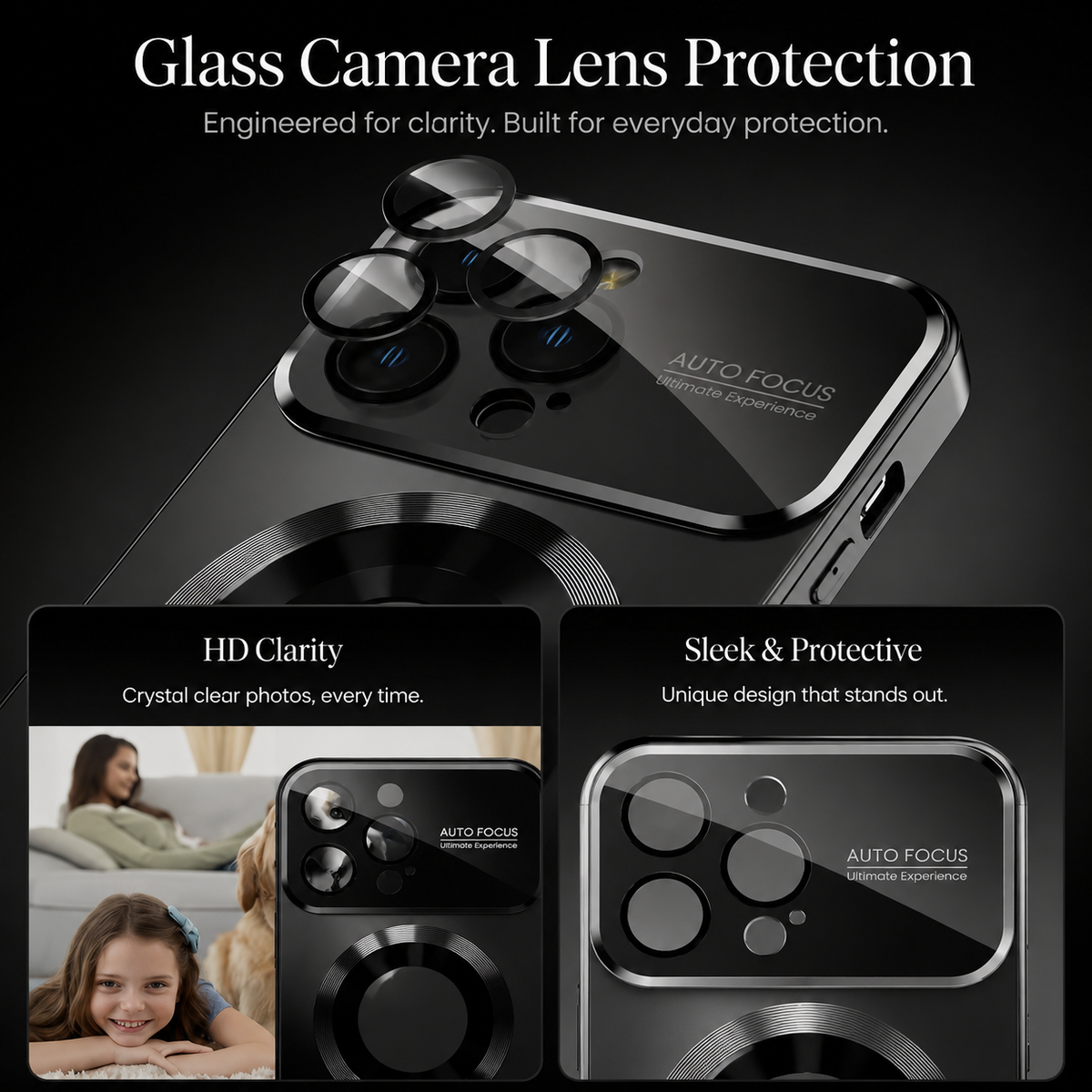 Premium iPhone Case MagSafe Compatible Shockproof Protective Cover Glass Back Camera Lens Protection Anti Fingerprint Slim Magnetic Anti Scratch Clear