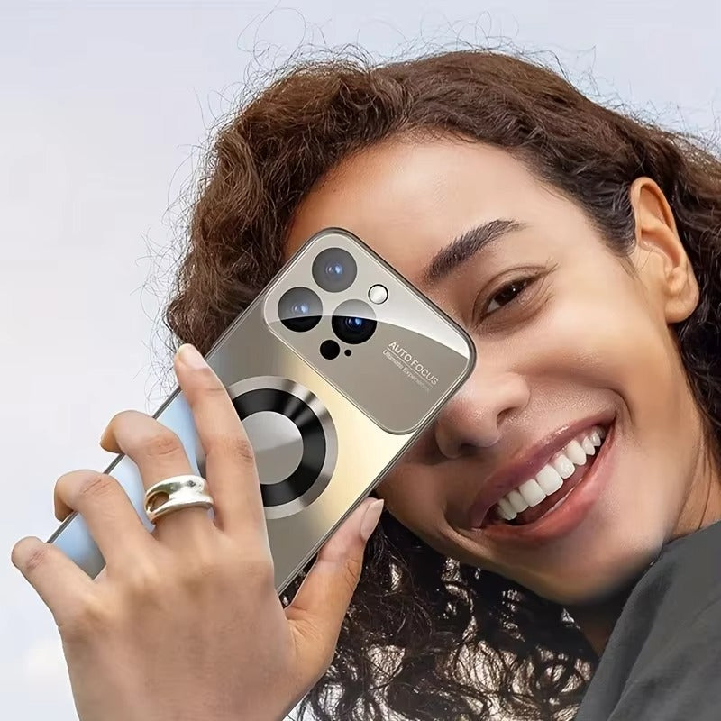 Premium iPhone Case MagSafe Compatible Shockproof Protective Cover Glass Back Camera Lens Protection Anti Fingerprint Slim Magnetic Anti Scratch Clear