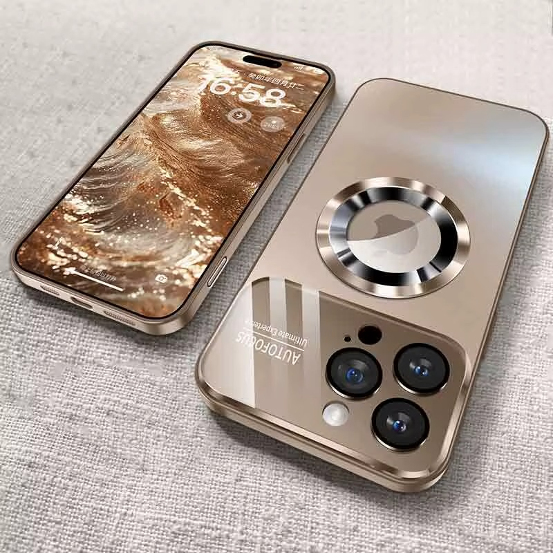 Premium iPhone Case MagSafe Compatible Shockproof Protective Cover Glass Back Camera Lens Protection Anti Fingerprint Slim Magnetic Anti Scratch Clear