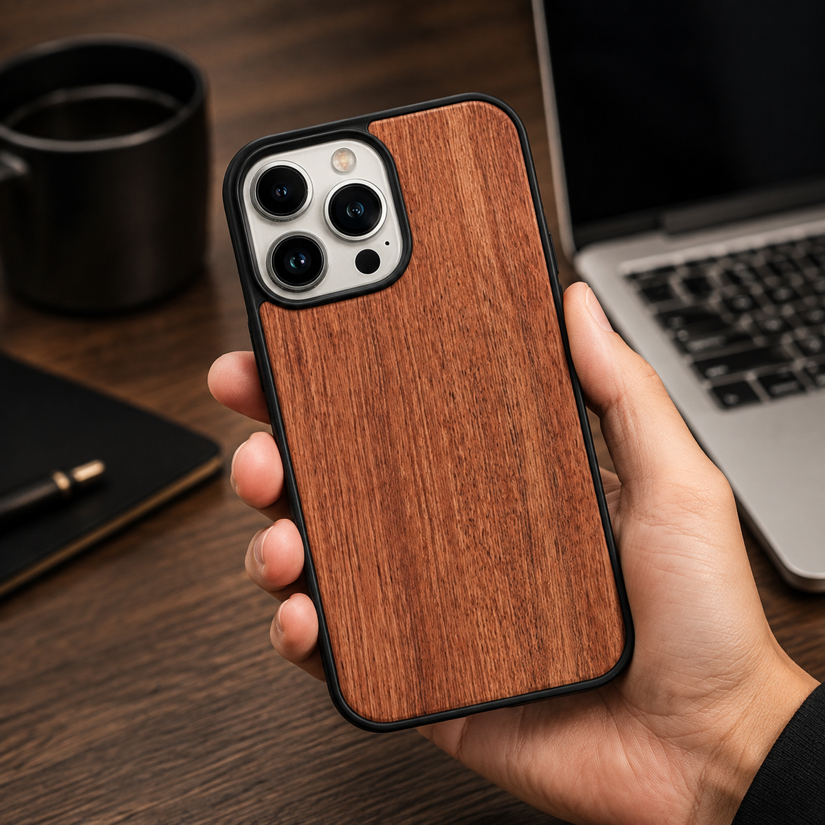 Premium iPhone Case MagSafe Compatible Solid Bamboo Wood Shockproof Protective Cover Hard Back Camera Lens Protection Slim Natural Design