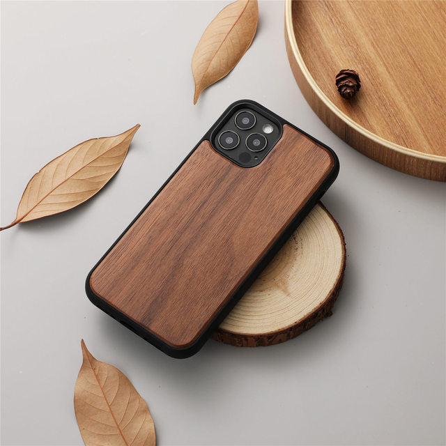 Premium iPhone Case MagSafe Compatible Solid Bamboo Wood Shockproof Protective Cover Hard Back Camera Lens Protection Slim Natural Design