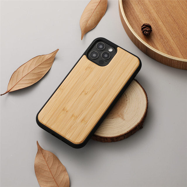 Premium iPhone Case MagSafe Compatible Solid Bamboo Wood Shockproof Protective Cover Hard Back Camera Lens Protection Slim Natural Design