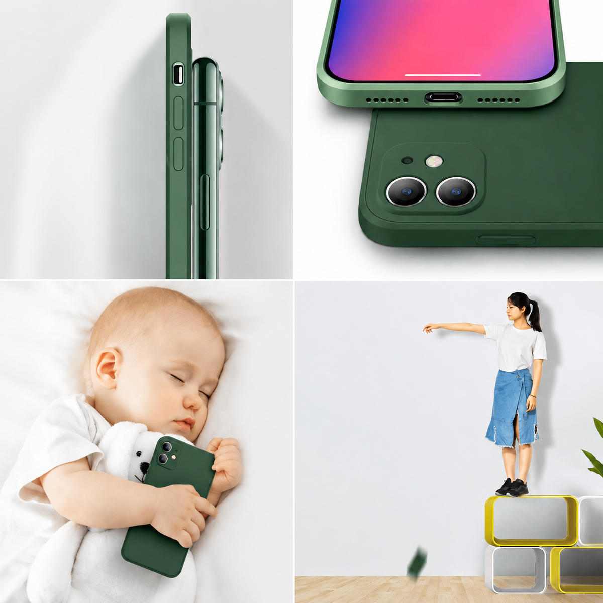 Premium iPhone Case MagSafe Compatible Square Liquid Silicone Shockproof Protective Cover Camera Lens Protection Slim Design Soft Touch Grip