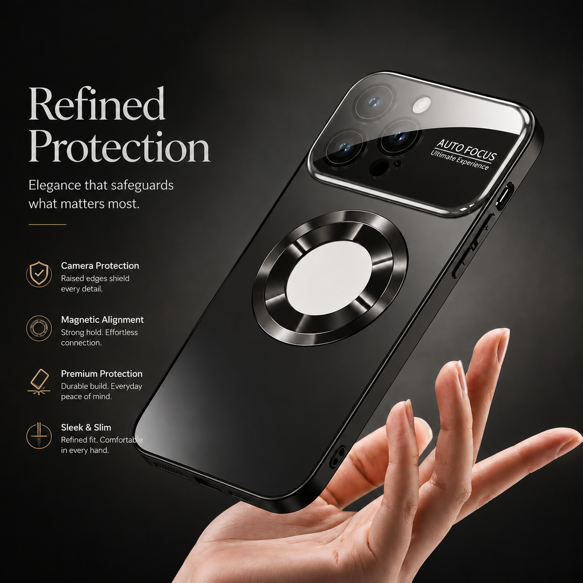 Premium iPhone Case MagSafe Compatible Tempered Glass Cover Shockproof Protective Design Camera Lens Protection Slim Magnetic Anti Scratch Hard Back