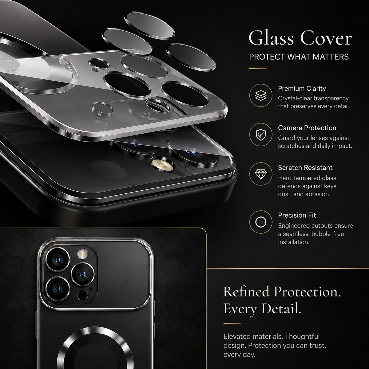 Premium iPhone Case MagSafe Compatible Tempered Glass Cover Shockproof Protective Design Camera Lens Protection Slim Magnetic Anti Scratch Hard Back