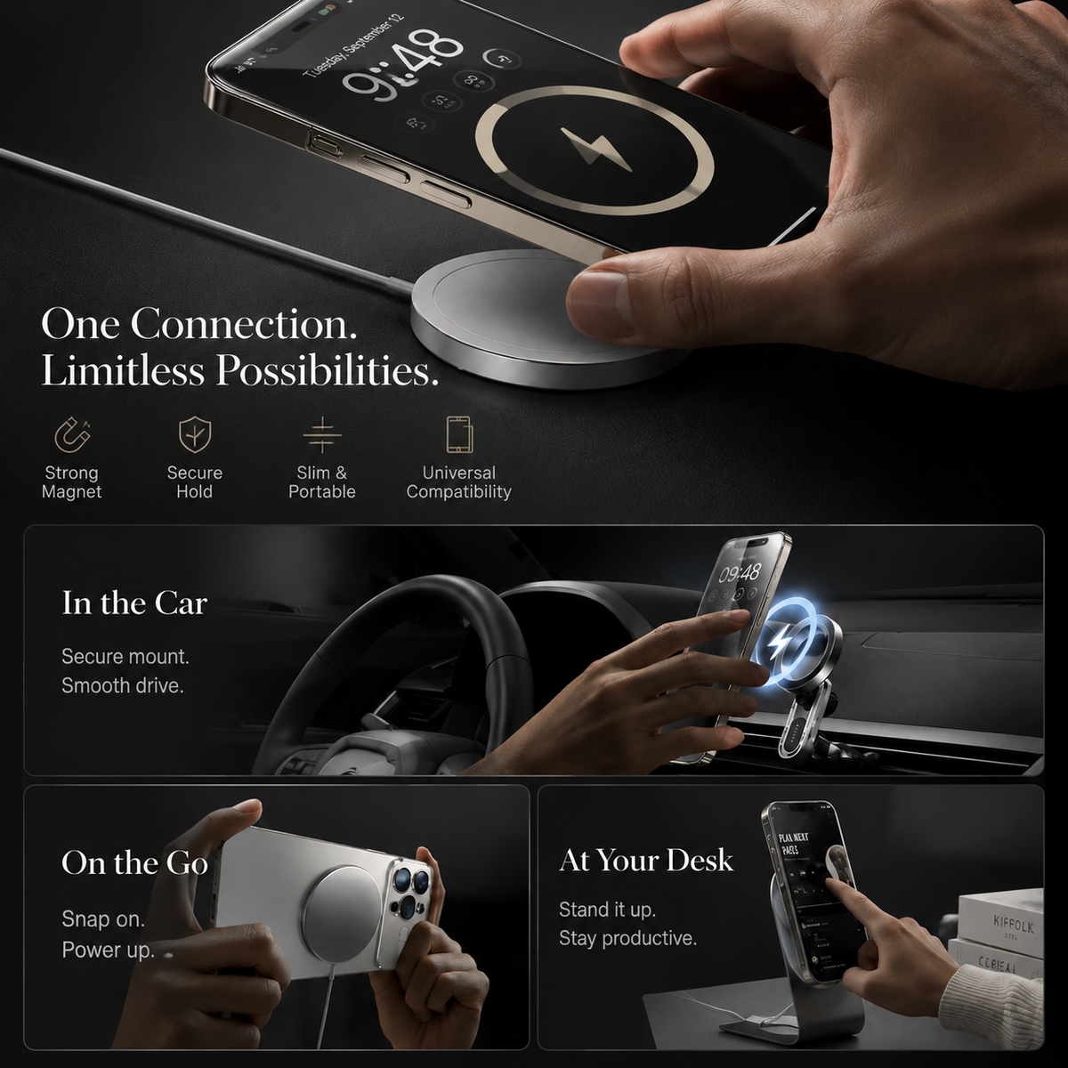 Premium iPhone Case MagSafe Compatible Tempered Glass Cover Shockproof Protective Design Camera Lens Protection Slim Magnetic Anti Scratch Hard Back