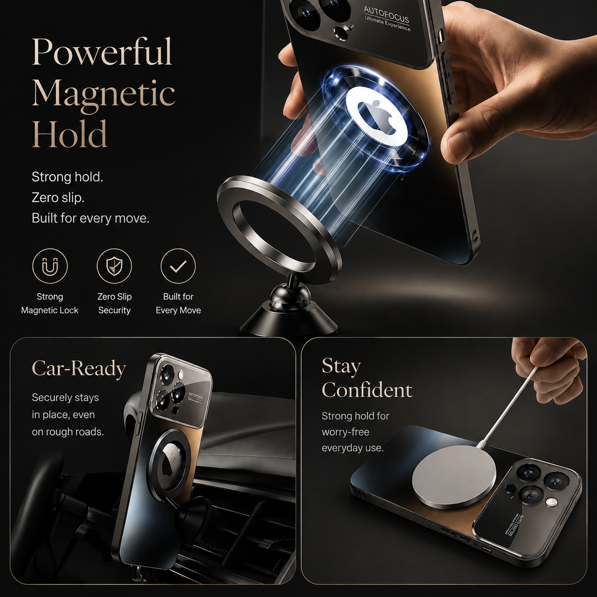 Premium iPhone Case MagSafe Compatible Tempered Glass Cover Shockproof Protective Design Camera Lens Protection Slim Magnetic Anti Scratch Hard Back